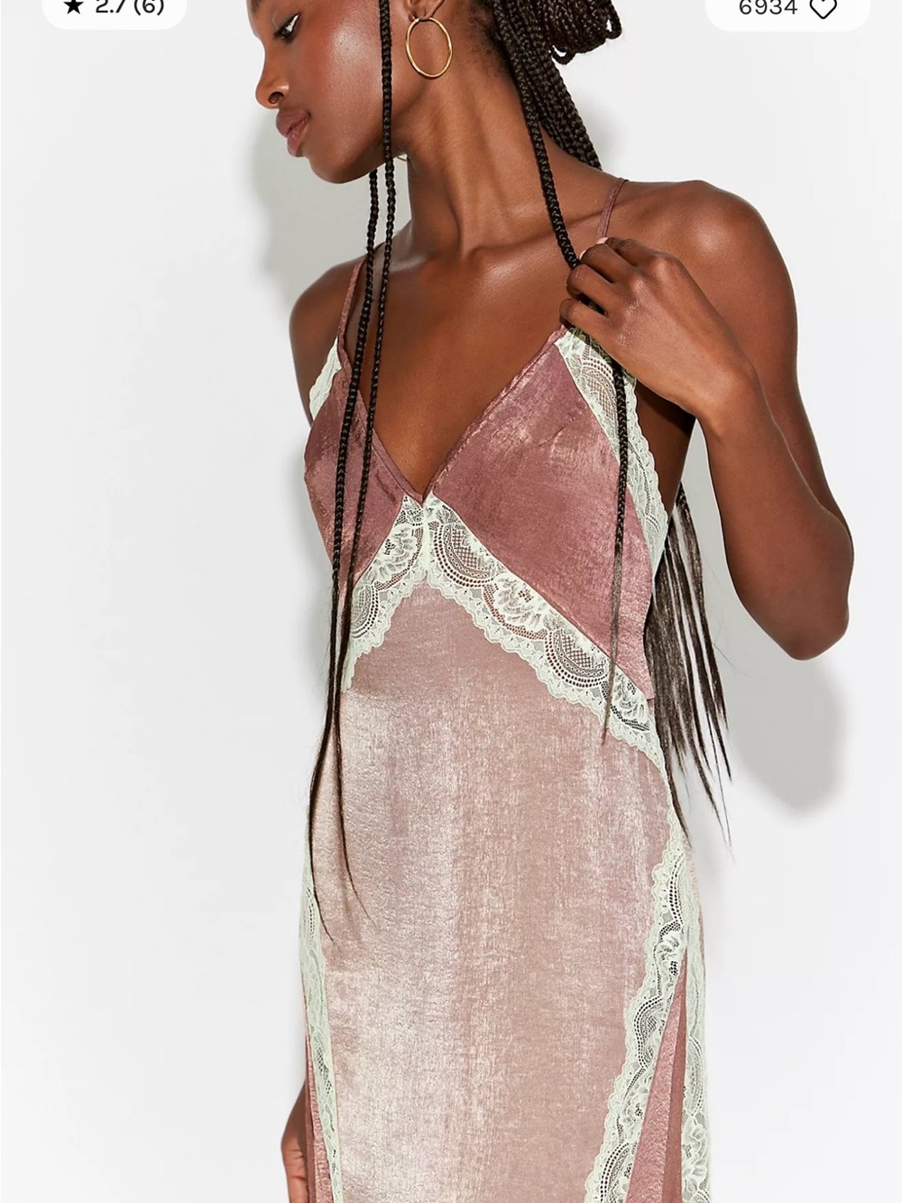 Free People “Some Kind Of Love” Maxi Slip Lace Dress - Mink Combo